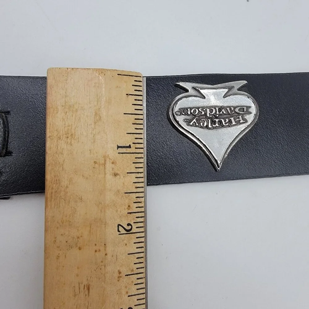 Vintage Harley Davidson Leather Belt W/ Buckle Sz 30 Studded Spades Logo 2005‎